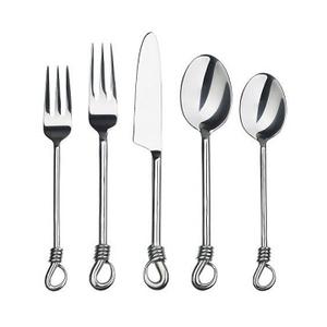 Juego de Cubiertos de Acero Inoxidable 304 de Alta Calidad, Plateados, con Acabado Espejo, para Hoteles y Bodas, con Mango Dorado, de Última Tendencia, Venta al Por Mayor - Product Image 5