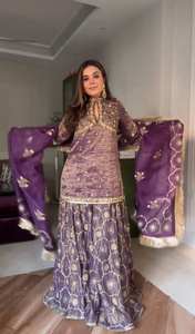 Vente en gros Organza doux longue broderie lourde traditionnelle indienne toutes saisons Kurti Dupatta ensemble Salwar pour les femmes fête tenue régulière - Product Image 5