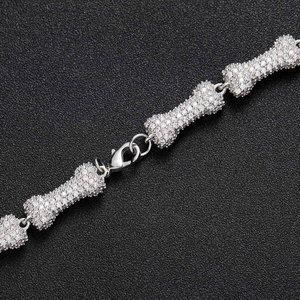 925 Sterling Silver Fine Jewelry Conception Unique Os Tennis Chaîne VVS Moissanite Diamant Plaqué Or pour Hommes Femmes Hip-Hop Style - Product Image 1