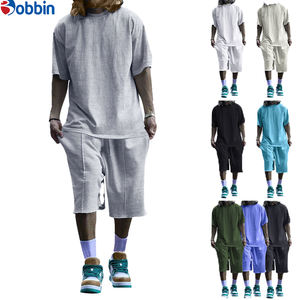 Conjunto de Camiseta Corta de Dos Piezas para Hombre, Estampado Personalizado, Talla Grande, Secado Rápido, Transpirable e Informal - Product Image 2