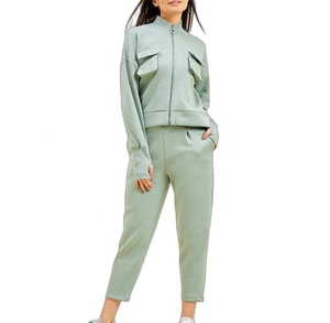 Survêtement en molleton 2 pièces pour femme avec logo personnalisé, hiver, 100% coton, taille élastique, poches latérales, en provenance du Pakistan - Product Image 3