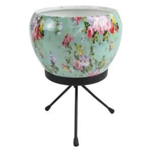 Ensemble de pots à herbes en céramique noire entièrement colorée avec finition en métal peint, pots à herbes pour la décoration du rebord de fenêtre de cuisine - Product Image 6