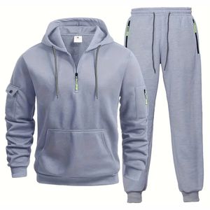 2025 Custom Logo Printed Casual Sportswear Cotton Material Full <b>Zip</b> Breathable Tracksuit Hoodie Jogger Two-Piece Jogging Set - Product Image 2
