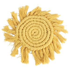 Posavasos redondo de macramé para bebidas, posavasos bohemio de algodón para hotel en casa y restaurante de la India - Product Image 6