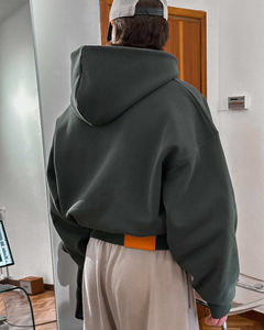 Sudaderas con capucha en blanco de color sólido de gran tamaño personalizadas sudaderas con capucha recortadas de algodón pesado con hombros caídos unisex - Product Image 3