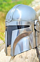 Casco Mandaloriano Hecho a Mano por Shubham - Acabado Antiguo Plateado |   Casco Inspirado en Star Helmet