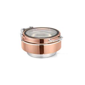 Chauffe-plat décoratif poli brillant pour service de restauration avec crique en verre Chauffe-plat de haute qualité pour buffet avec poêle à brûleur - Product Image 2