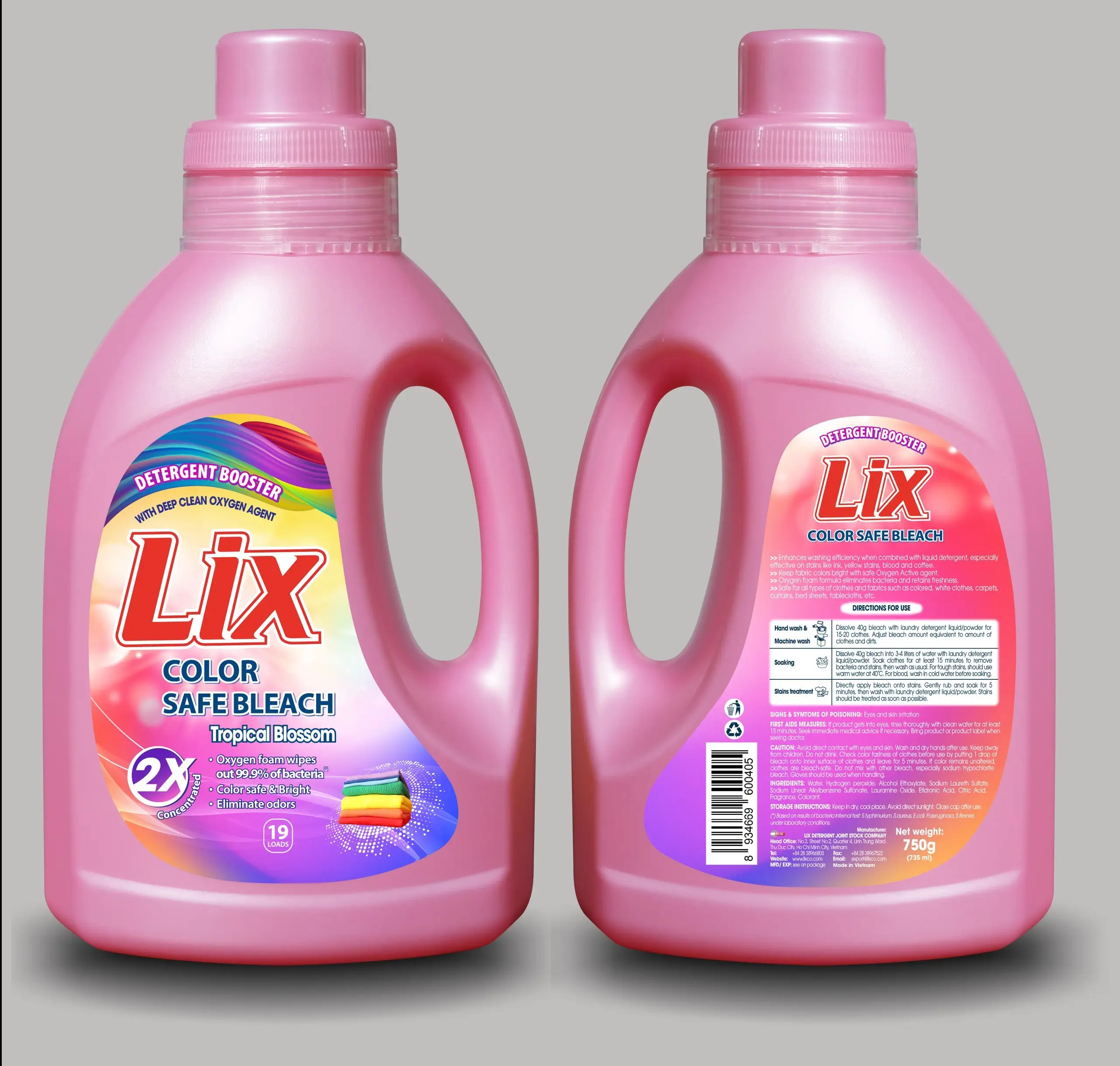 Lix màu an toàn Bleach làm sạch/javel Bleach từ nhà máy ở Việt Nam