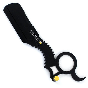 Rasoir droit professionnel pour hommes, rasoir de barbier noir à lame coupante avec anneau pour le doigt, pour un rasage de précision de la barbe - Product Image 1