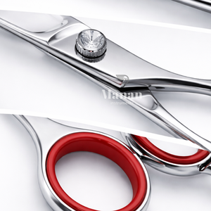 Ciseaux de coiffure professionnels de 6,5 pouces en acier inoxydable, ciseaux de coiffure à bord convexe, outil de coupe de salon, vis réglable, OEM - Product Image 5