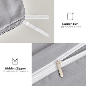 4PCS Bedding Set with <strong>Fitted</strong> <strong>Sheet</strong> Soft Microfiber <strong>Double</strong> Duvet Set with Pillowcases and Extra <strong>Fitted</strong> <strong>Sheet</strong> Solid Grey - Product Image 6