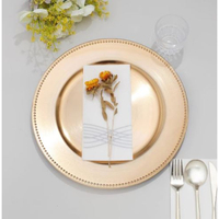 Assiettes de présentation rondes classiques en métal doré pour une décoration de table de style rustique et les réunions familiales de Thanksgiving – Nouveauté