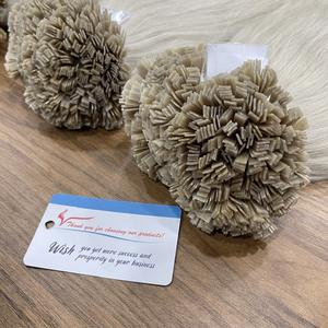 100% matière première naturelle kératine cheveux pointe plate luxe vietnamien Extensions de cheveux vague Style faisceaux de cheveux humains - Product Image 1