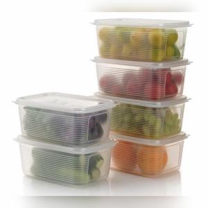 Juego de 6 Recipientes de Plástico de 1800 ml, Rectangulares, Blancos, para Almacenamiento de Alimentos en el Refrigerador, para Uso en la Cocina - Product Image 1