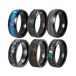 Custom mens jewelry rings black zirconium ring Fashion Stainless steel titanium wed men's tungsten carbide Tantalum Male for men