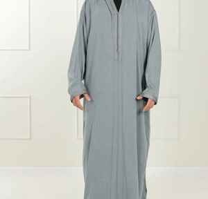 <b>Men</b> blue color High Quality Custom Made <b>Men</b> Islamic clothing In Best Price Exporter Of <b>Thobes</b> 2025 with white Embroidery - Product Image 4
