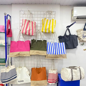 Bolso de playa de señora de moda de verano del mayorista del fabricante todo tipo de cuero con mango de cuerda de ojal de lona impreso de la India - Product Image 1