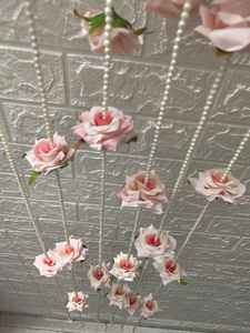 พวงมาลัยดอกไม้กุหลาบมุกสำหรับตกแต่งงานแต่งงานตกแต่งเทศกาลฮาลดีเมเนดี้ฉากหลังสำหรับเวทีงานเฉลิมฉลองแขวนผนังสำหรับอาบน้ำเด็ก - Product Image 6