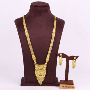 Wholesale Fashion 14K 18K 24K Gold Plated Women's Long Necklaces Floral Design <b>Indian</b> Wedding Jewelry - Product Image 1