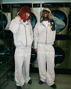 Vintage Sun Faded Distressed Acid Wash Pullover Hoodie <b>Tracksuit</b> Solid Color Custom Premium Rhinestone Hoodie and Joggers Set - Product Image 2