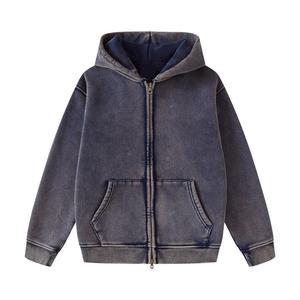 Vente en gros : Blouson zippé vintage d'hiver, coupe oversize, délavé à l'acide, avec doublure en molleton épais 100% coton, personnalisable par broderie et sérigraphie - Product Image 5