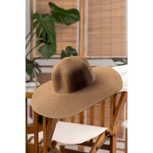 Wide Brim Camel Knitted Pattern Fashionable and Functional <b>Hat</b> Sun Protection Hsr2005 - Camel - Product Image 4