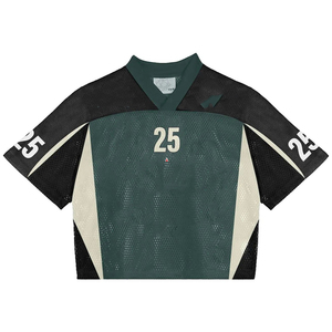 Camiseta recortada de malla cuadrada de gran tamaño Vintage para hombre, ropa de calle deportiva con diseño en blanco, camiseta con patrón de letras - Product Image 4