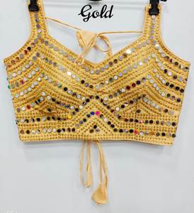 เสื้อปักลายสวยงามสำหรับเจ้าสาวผ้าลายกระจกงานเย็บพร้อมสวมใส่เสื้อบุผ้าส่าหรีอินเดียขนาดเสื้อปาร์ตี้ผ้าไหมสีซารี - Product Image 4