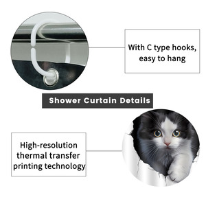 Custom Printed Waterproof Shower Shower <b>Curtain</b> for Bathroom Waterproof Polyester <b>with</b> <b>Hooks</b> - Product Image 2