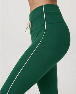 Pantalón deportivo de lana de algodón 100% para mujer, ligero, ajustado, recto, bordado, estilo informal, con logotipo en la cintura - Product Image 5