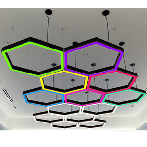 Triac 0-10V Dimmable nhôm tổ ong hình lục giác <span class=keywords><strong>LED</strong></span> mặt dây đèn trần không gian thương mại đèn chùm cho trung tâm phòng khách - Product Image 1