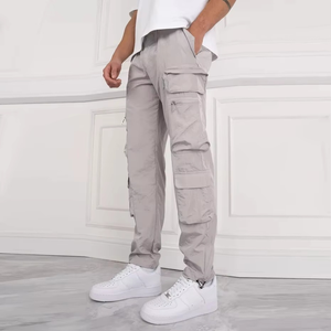 Pantalones Cargo Casuales de Moda Urbana para Hombre, Ecológicos, Transpirables, de Tela de Poliéster de Punto, Corte Holgado, Cierre con Cordón - Product Image 3