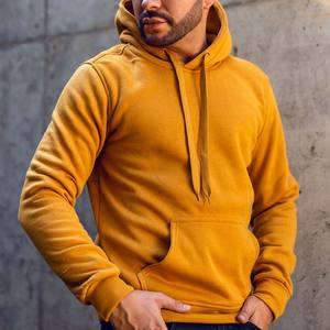 สีเหลืองผู้ชายแข็งผ้าฝ้ายเฮฟวี่เวทเสื้อสวมหัวมีฮู้ด - Product Image 1