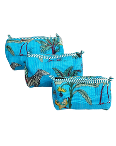 Pochette de voyage pour maquillage en coton matelassé réutilisable et écologique |   Fermeture éclair légère pour sac - Product Image 4