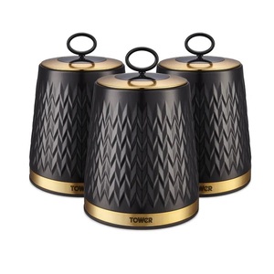 Boîte à sucre en métal d'élégance moderne noire avec finition antique pour le dessus de Table de cuisine brossé en gros - Product Image 1