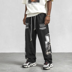 กางเกงขายาวทรงตรงผู้ชาย สไตล์วินเทจ ผ้าฝรั่งเศสเทอร์รี่ 100% ปักลาย กางเกงแทร็คพิมพ์ลาย สตรีทแวร์ลำลอง - Product Image 2