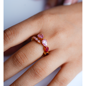 แหวนปรับขนาดได้รูปดอกซากุระเคลือบทอง 18K บนสแตนเลสสตีล - Product Image 2