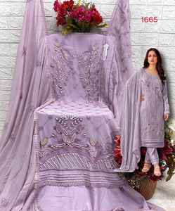 ชุดสูทผ้าจอร์เจียปากีสถานสำหรับผู้หญิงชุดปาร์ตี้งานเย็บปักถักร้อยหนักสไตล์อินเดียดีไซน์ใหม่ - Product Image 4