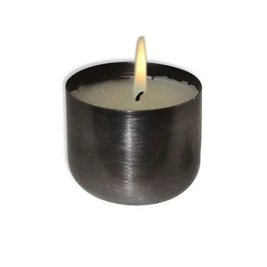 Pot de bougie en métal noir créatif simple de forme ronde pour la décoration de table de maison et d'événement pot de cire de bougie vide - Product Image 5