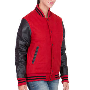 Dernière veste universitaire pour femmes de qualité supérieure, en cuir véritable, manches régulières, vêtements décontractés, respirante et prix de gros - Product Image 2