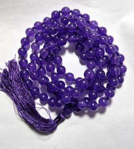 Mayorista 34-Inch 108 Beads Mala Top Natural Amethyst Healing Crystal Stone Diamond Cut Blue Color Tamaño 8 mm - Product Image 1