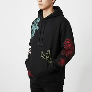 Latest Arrival Casual Wear Long Sleeve Embroidery Men Hoodies Wholesale Price Cotton Blended Oversized Men Embroidery Hoodies - Product Image 3