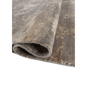 Alfombra Kavi Gris y Negra Anudada a Mano de Lana y Seda de Bambú, Diseño Teoría del Caos, Rectángulo Abstracto para el Hogar y Pasillo, Modelo Esk-411(Fr) - Product Image 2