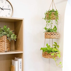 ตะกร้าเก็บผลผลิตจากผักตบชวา ตะกร้าแขวนสานด้วยมือ ภาชนะจัดระเบียบในครัว - Product Image 6