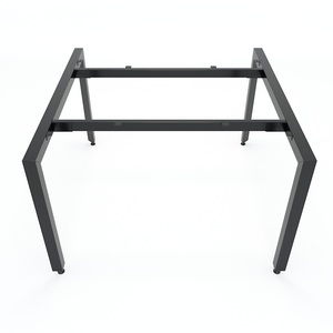 Mesa de Centro Minimalista de 2 Plazas, Sistema Trian, 120x120cm, con Patas Triangulares de Hierro y Madera de Melamina para Oficina/Espacio de Trabajo - HBTA011 - Product Image 4
