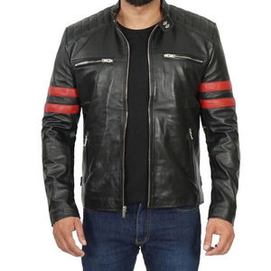 เสื้อแจ็คเก็ตหนังแกะผู้ชายแบบมีแผ่นรองไหล่ ปกแบบ Snap Tab  พร้อมโลโก้ด้านหน้า กันลม เป็นมิตรกับสิ่งแวดล้อม เหมาะสำหรับฤดูหนาว สไตล์ลำลอง มีซิป - Product Image 4