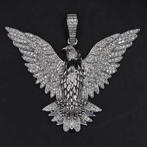Pendentif Aile d'Aigle en Moissanite Sertie de Pierres, Style Hip Hop, Luxe et Charmant, en Argent - Product Image 1
