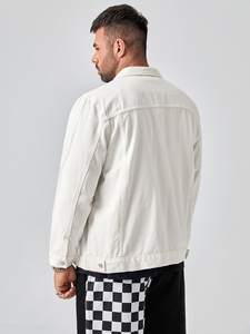 High Quality Custom Casual Long Sleeve Plus Size <b>Jean</b> Jacket <b>Men'S</b> Vintage White Denim Jacket for <b>Men</b> - Product Image 3