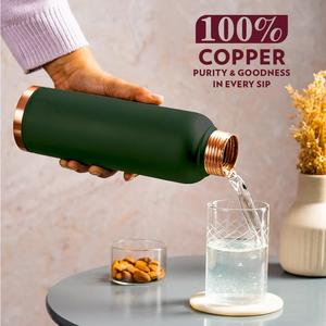Vente en gros Eco Copper Bottle Green 1L pour l'école et la salle de sport Application Matte Copper Bottle from Indian Supplier - Product Image 5