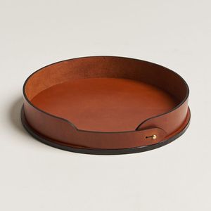 Plateau de service en cuir de qualité supérieure le plus vendu de forme ronde avec poignées intégrées Accessoires de cuisine pour la maison et l'hôtel - Product Image 3